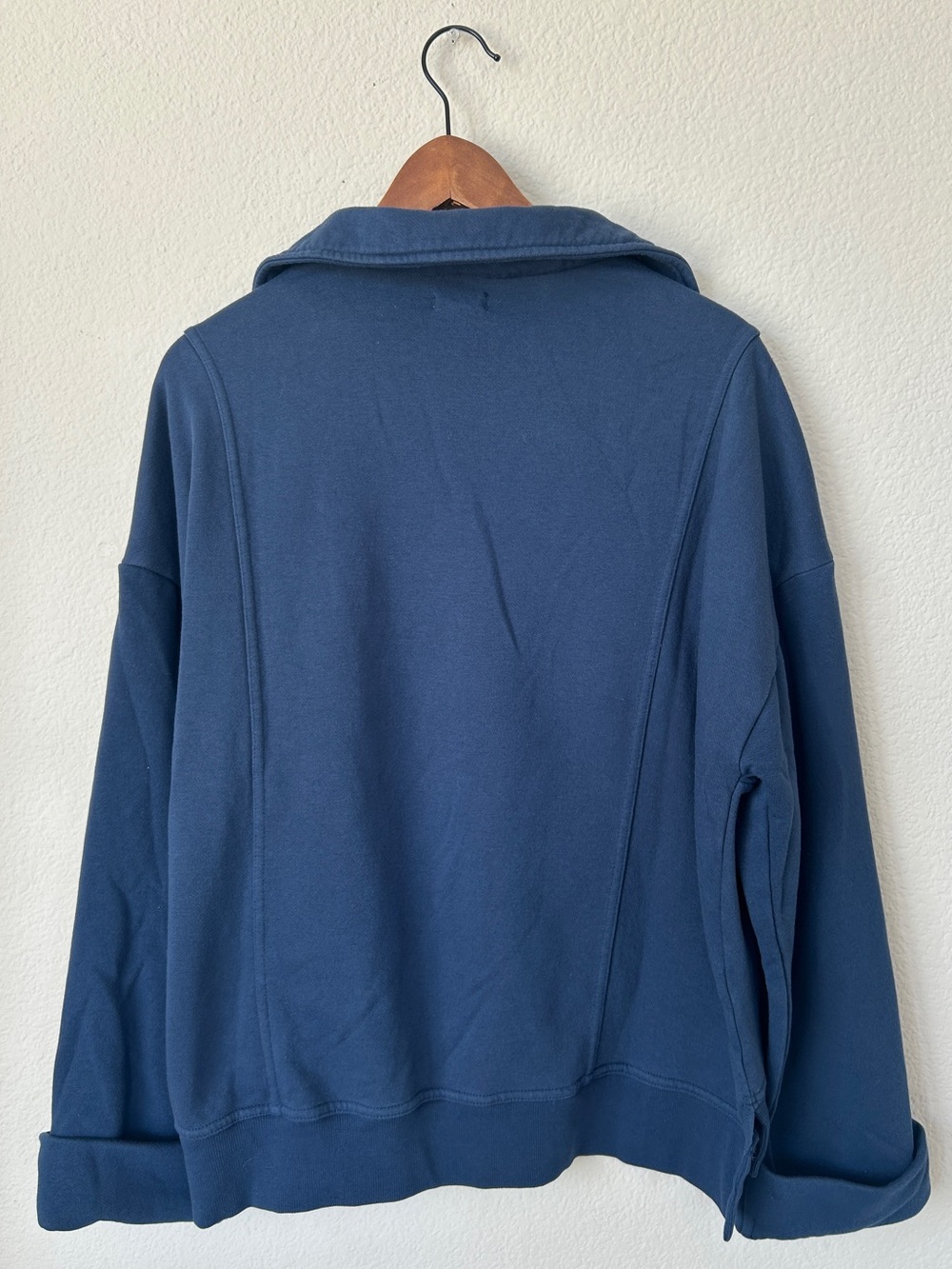 Pilcro Johnny Collar Pullover Sweatshirt Top, Navy Blue, Size Medium - Picture 6 of 11